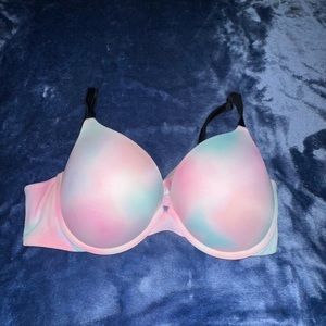 PINK Push Up Watercolor Rainbow Bra